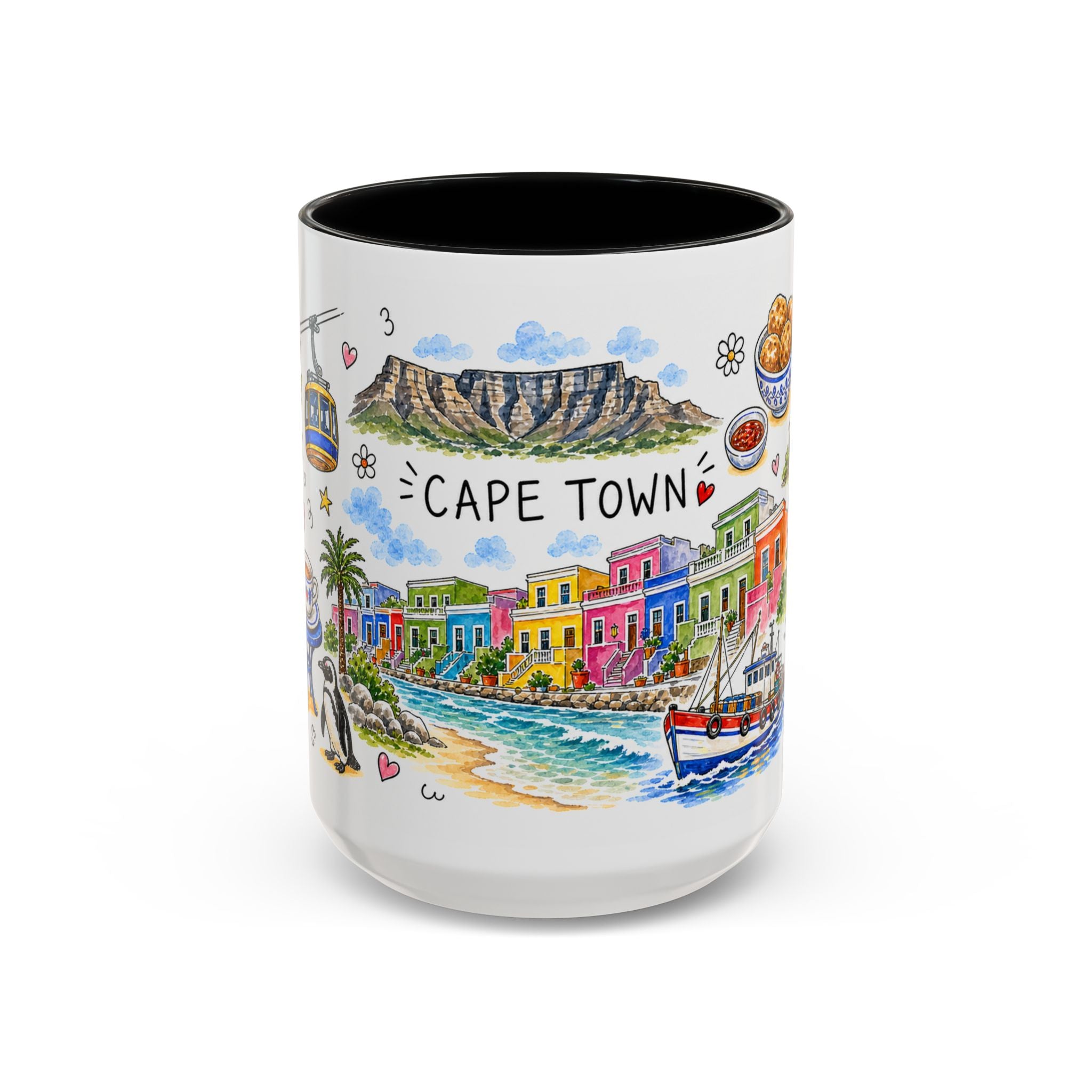 Cape Town Illustrated Travel Mug | City Souvenir Accent Coffee Mug | 11oz 15oz Ceramic Cup