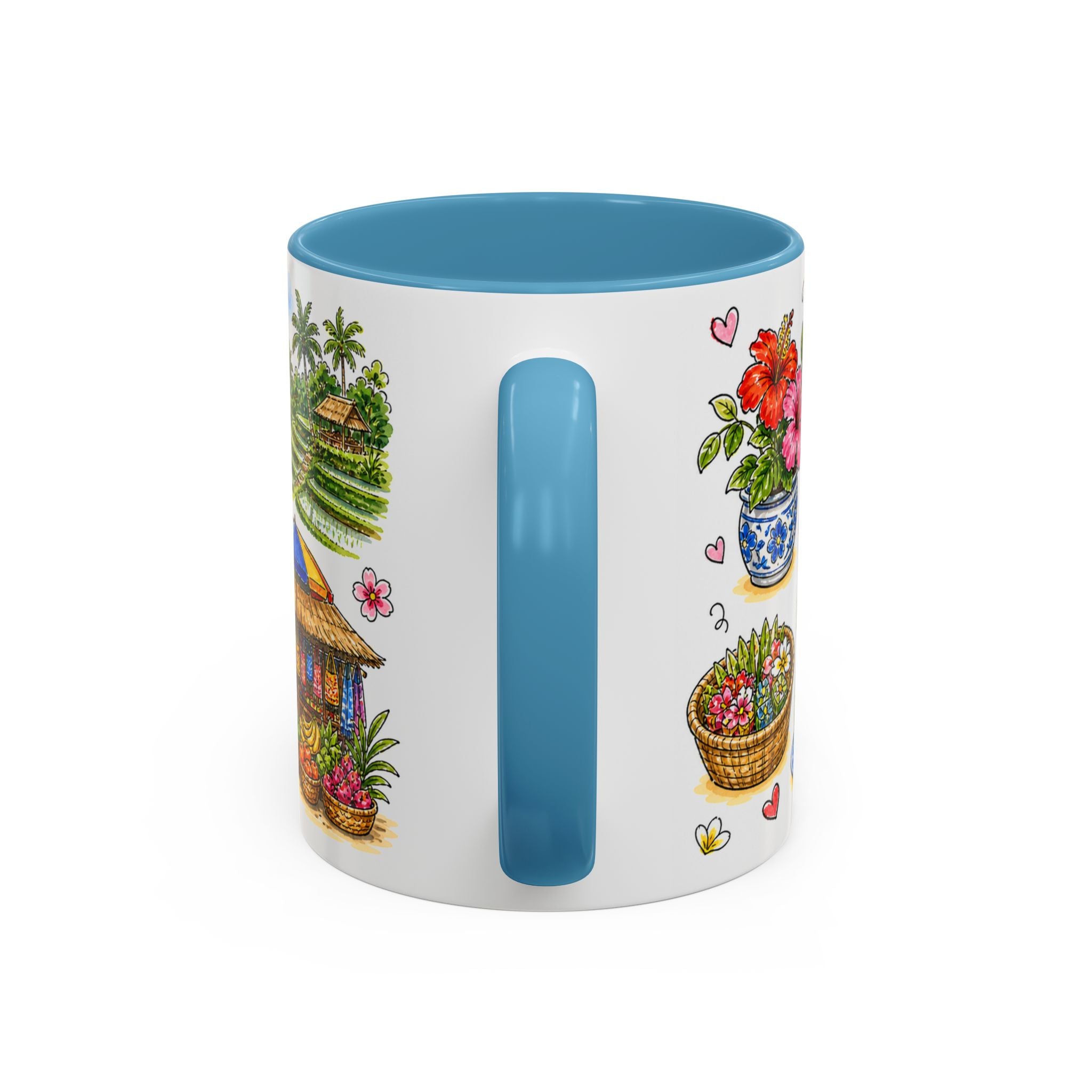 Ubud Illustrated Travel Mug | City Souvenir Accent Coffee Mug | 11oz 15oz Ceramic Cup