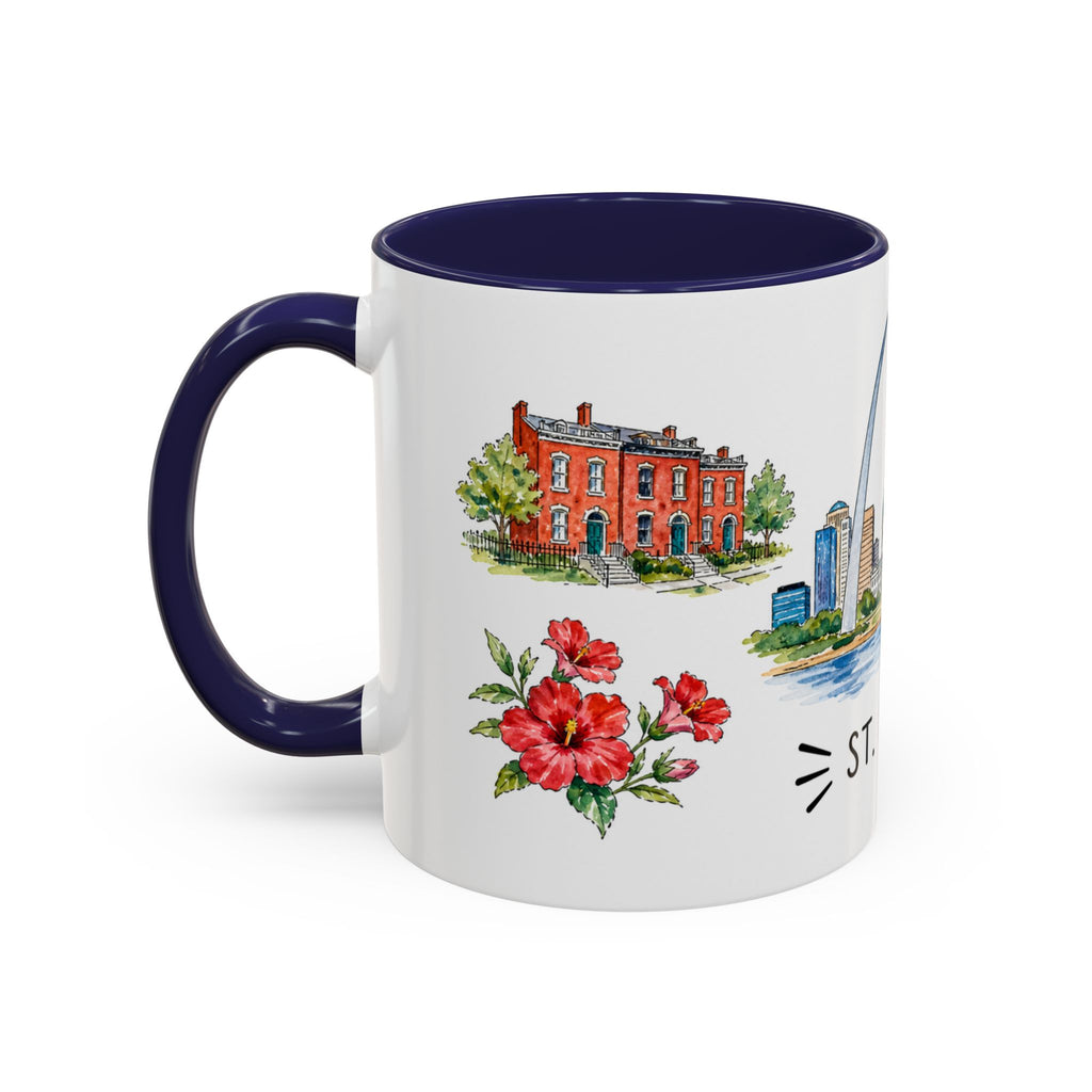 St. Louis Illustrated Travel Mug | City Souvenir Accent Coffee Mug | 11oz 15oz Ceramic Cup