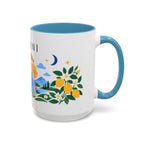 Gemini Zodiac Coffee Mug | Twins and Floral Design | Astrology Birthday Gift | 11 oz 15 oz Ceramic Accent Mug