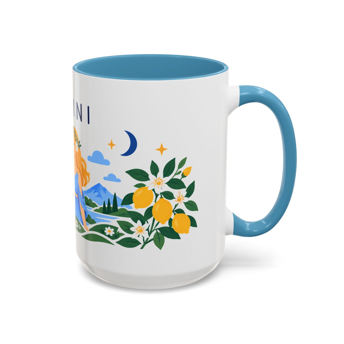 Gemini Zodiac Coffee Mug | Twins and Floral Design | Astrology Birthday Gift | 11 oz 15 oz Ceramic Accent Mug