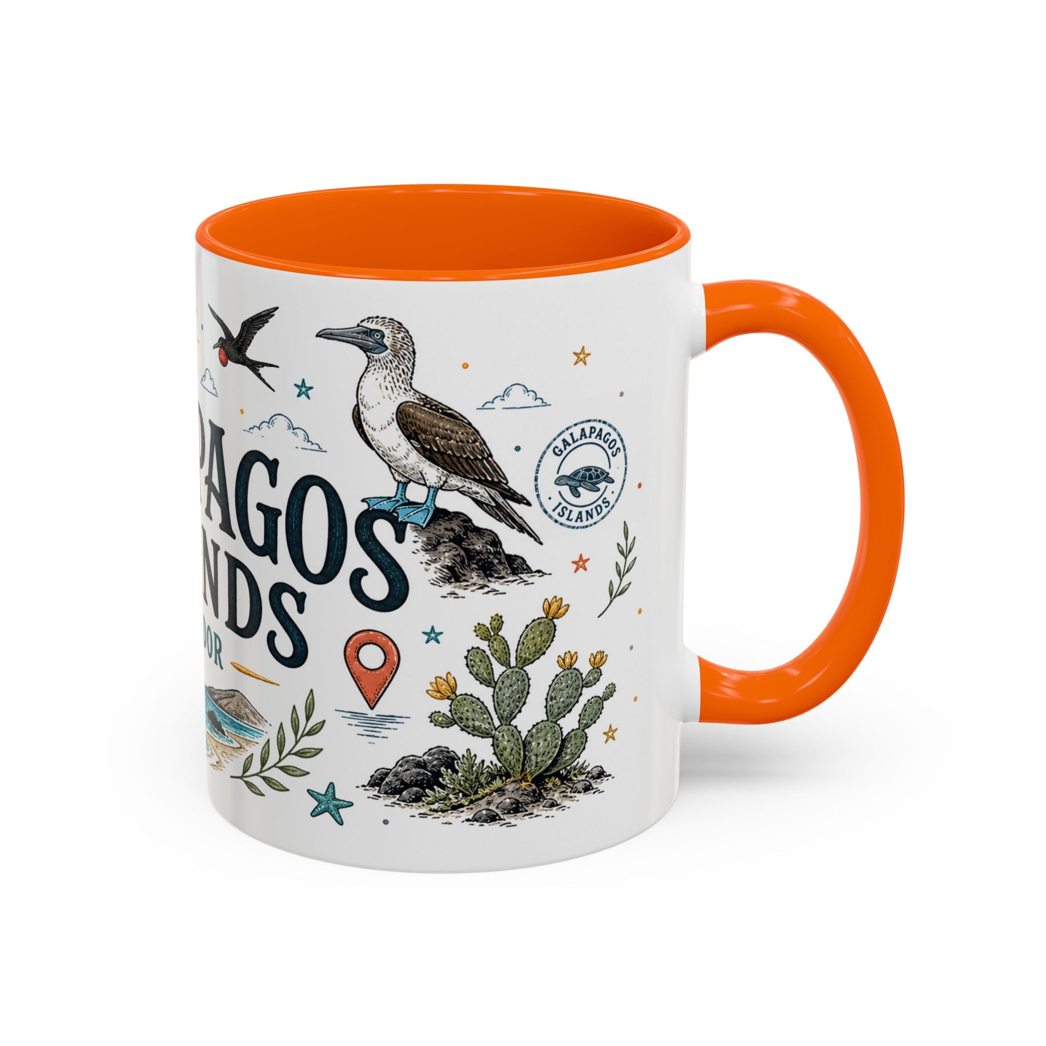 Galapagos Islands Coffee Mug | Travel Destination Souvenir Gift | Accent Color Ceramic 11oz 15oz