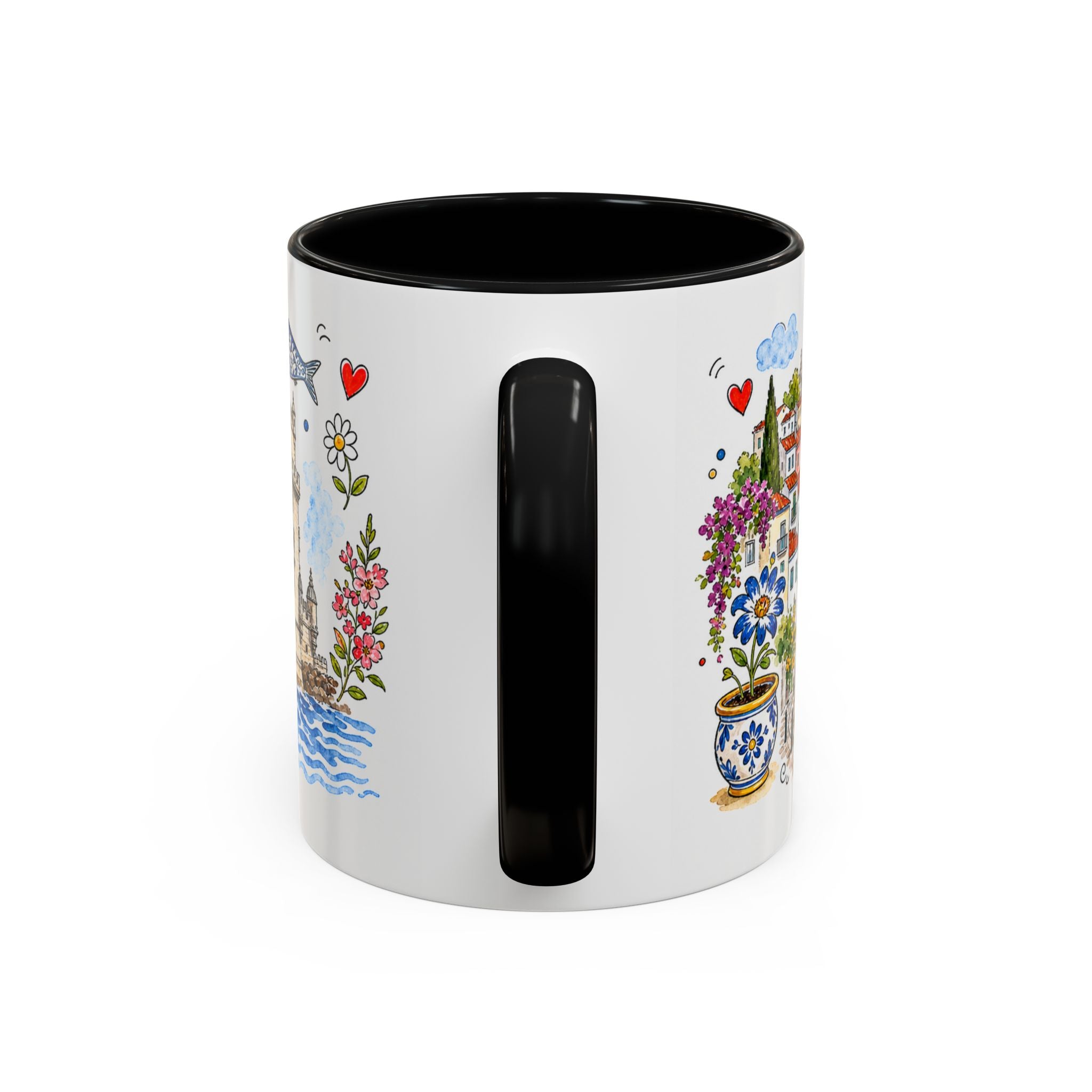 Lisbon Travel Mug | European City Souvenir Accent Coffee Mug | 11oz 15oz Ceramic Cup