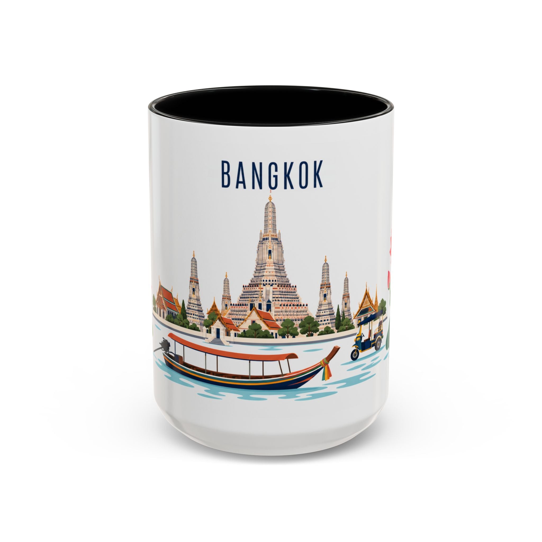 Bangkok Coffee Mug | Thailand Travel Souvenir | Porcelain Decal City Gift | 11oz 15oz Accent Mug