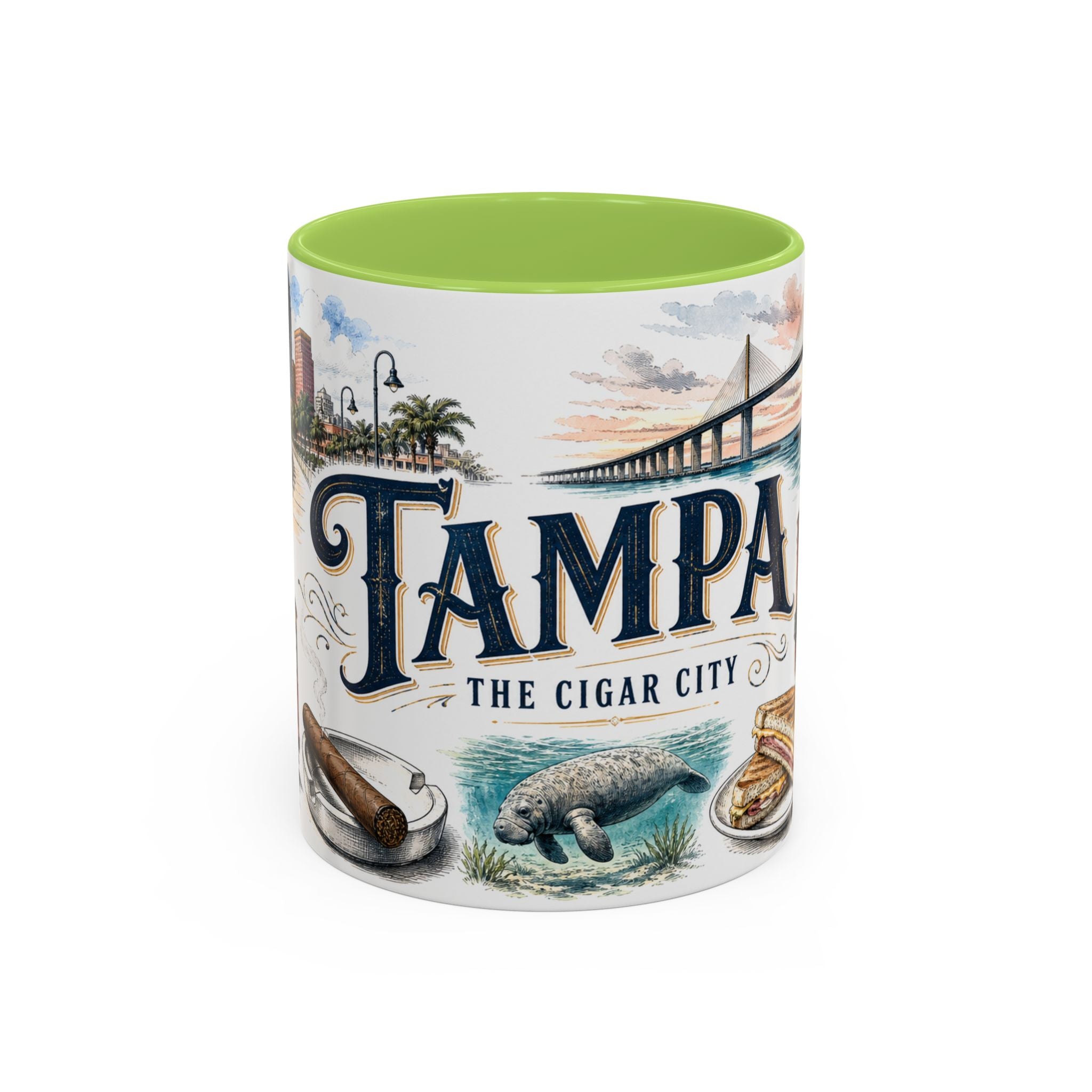 Tampa Coffee Mug | United States Travel Souvenir | Vintage Illustrated City Gift | 11 oz 15 oz Accent Mug