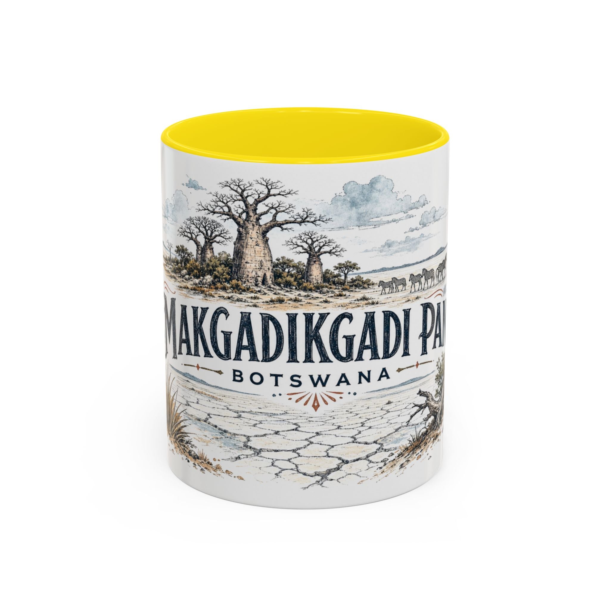 Makgadikgadi Pans Mug, Botswana Travel Souvenir, Bucket List Gift, Accent Ceramic Coffee Mug 11oz 15oz