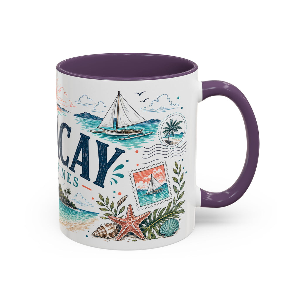 Boracay Coffee Mug | Travel Destination Souvenir Gift | Accent Color Ceramic 11oz 15oz
