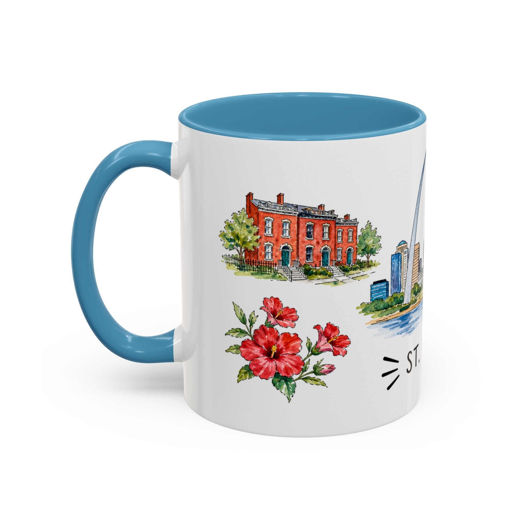 St. Louis Illustrated Travel Mug | City Souvenir Accent Coffee Mug | 11oz 15oz Ceramic Cup