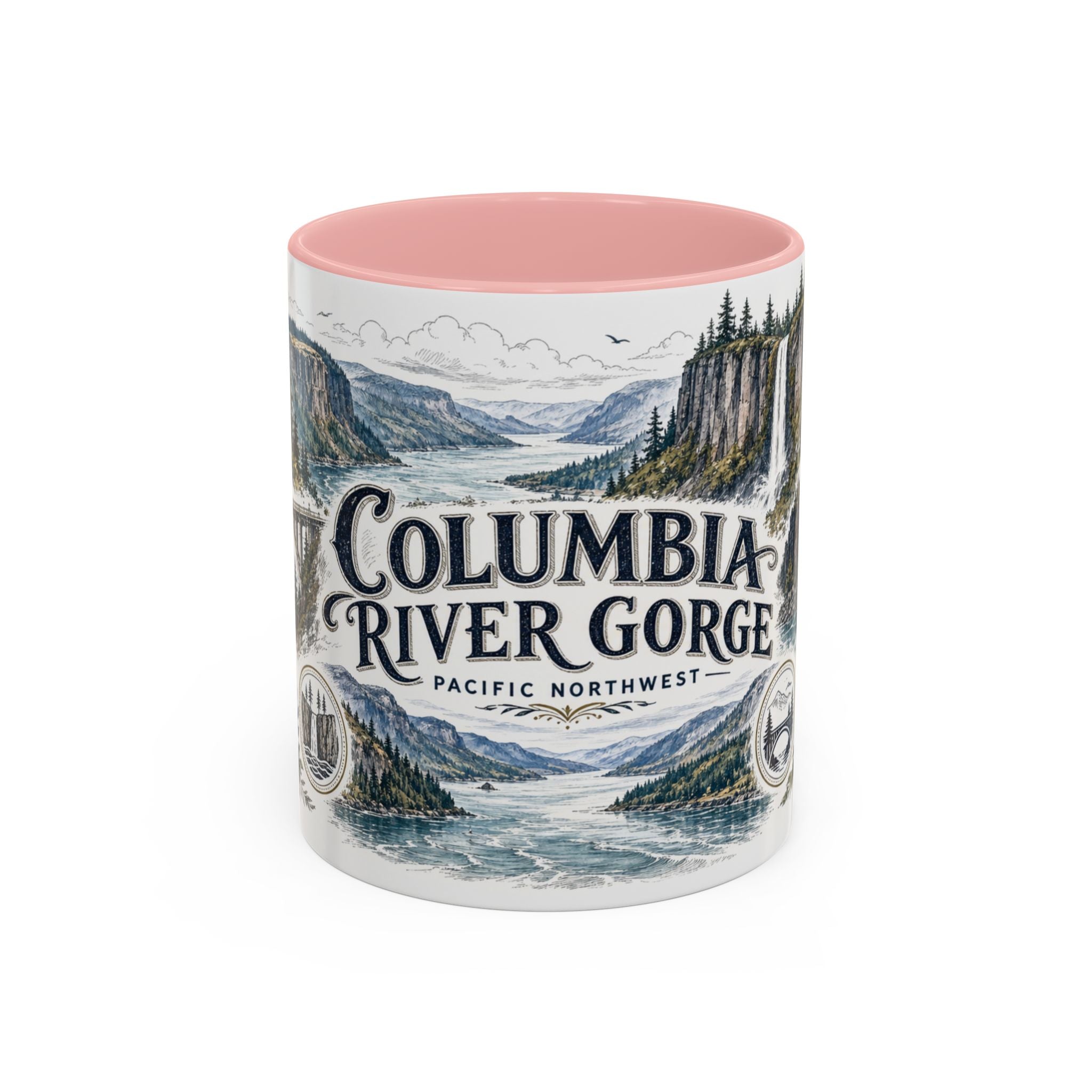 Columbia River Gorge Mug, Pacific Northwest Travel Souvenir, Bucket List Gift, Accent Ceramic Coffee Mug 11oz 15oz