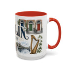 Dublin Coffee Mug | Ireland Travel Souvenir | Vintage Illustrated City Gift | 11 oz 15 oz Accent Mug