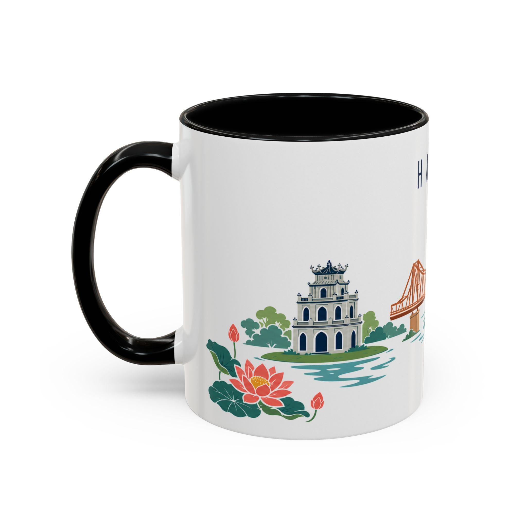 Hanoi Coffee Mug | Vietnam Travel Souvenir | Porcelain Decal City Gift | 11oz 15oz Accent Mug