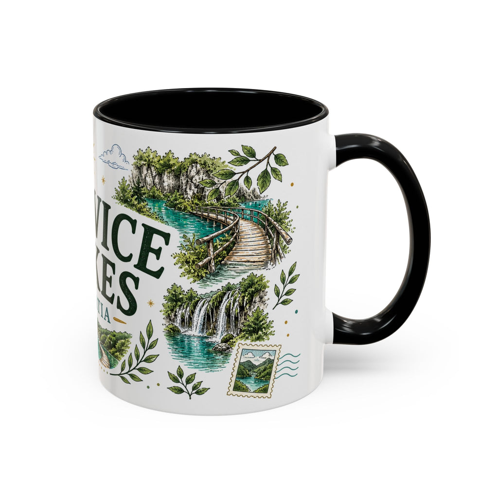 Plitvice Lakes Coffee Mug | Travel Destination Souvenir Gift | Accent Color Ceramic 11oz 15oz