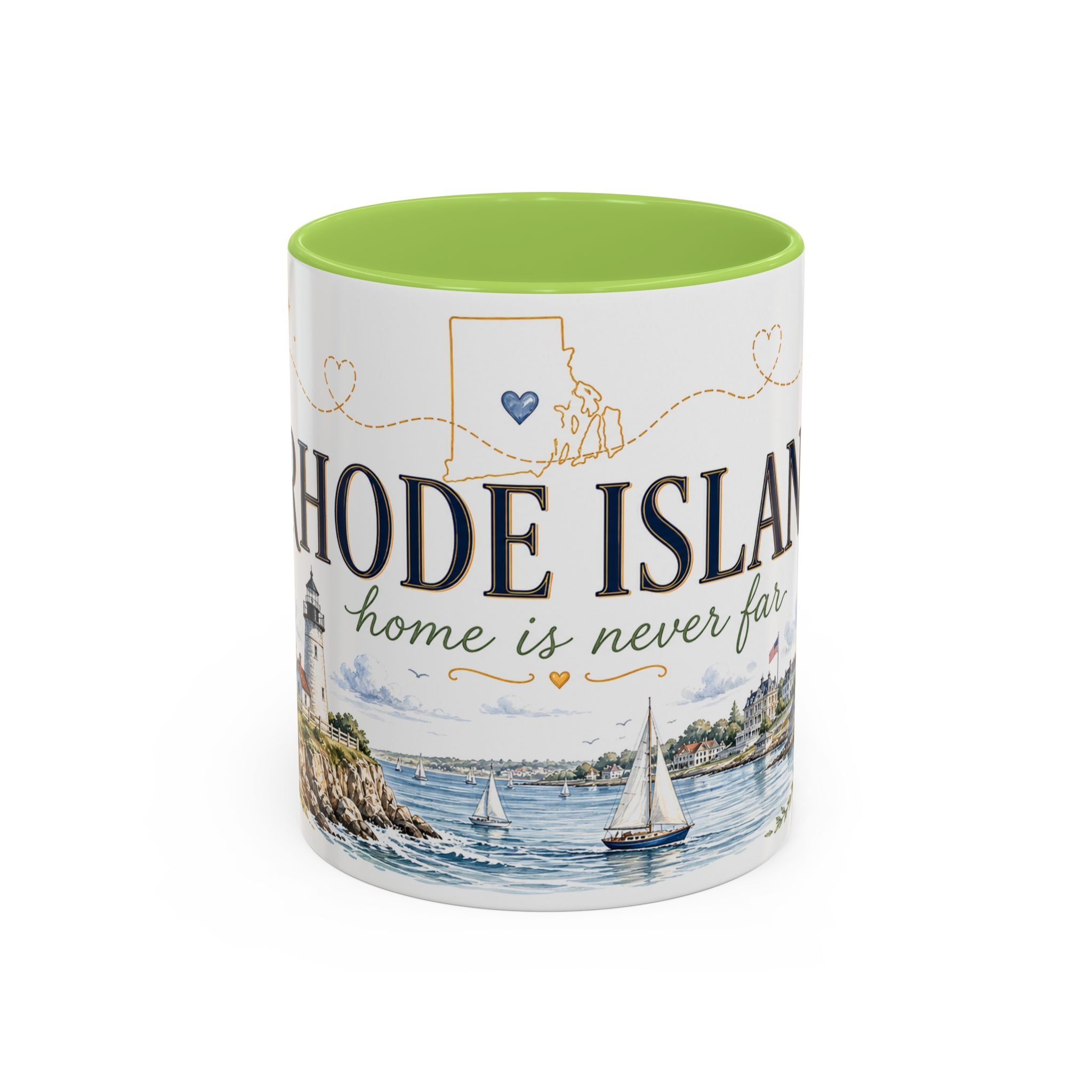 Rhode Island State Map Mug | Botanical Seaside Accent Cup (11oz or 15oz)