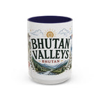 Bhutan Valleys Coffee Mug | Travel Destination Souvenir Gift | Accent Color Ceramic 11oz 15oz