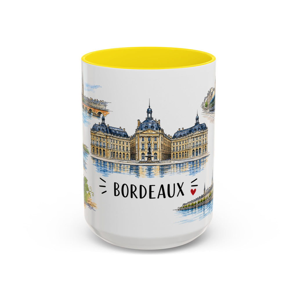 Bordeaux Illustrated Travel Mug | City Souvenir Accent Coffee Mug | 11oz 15oz Ceramic Cup