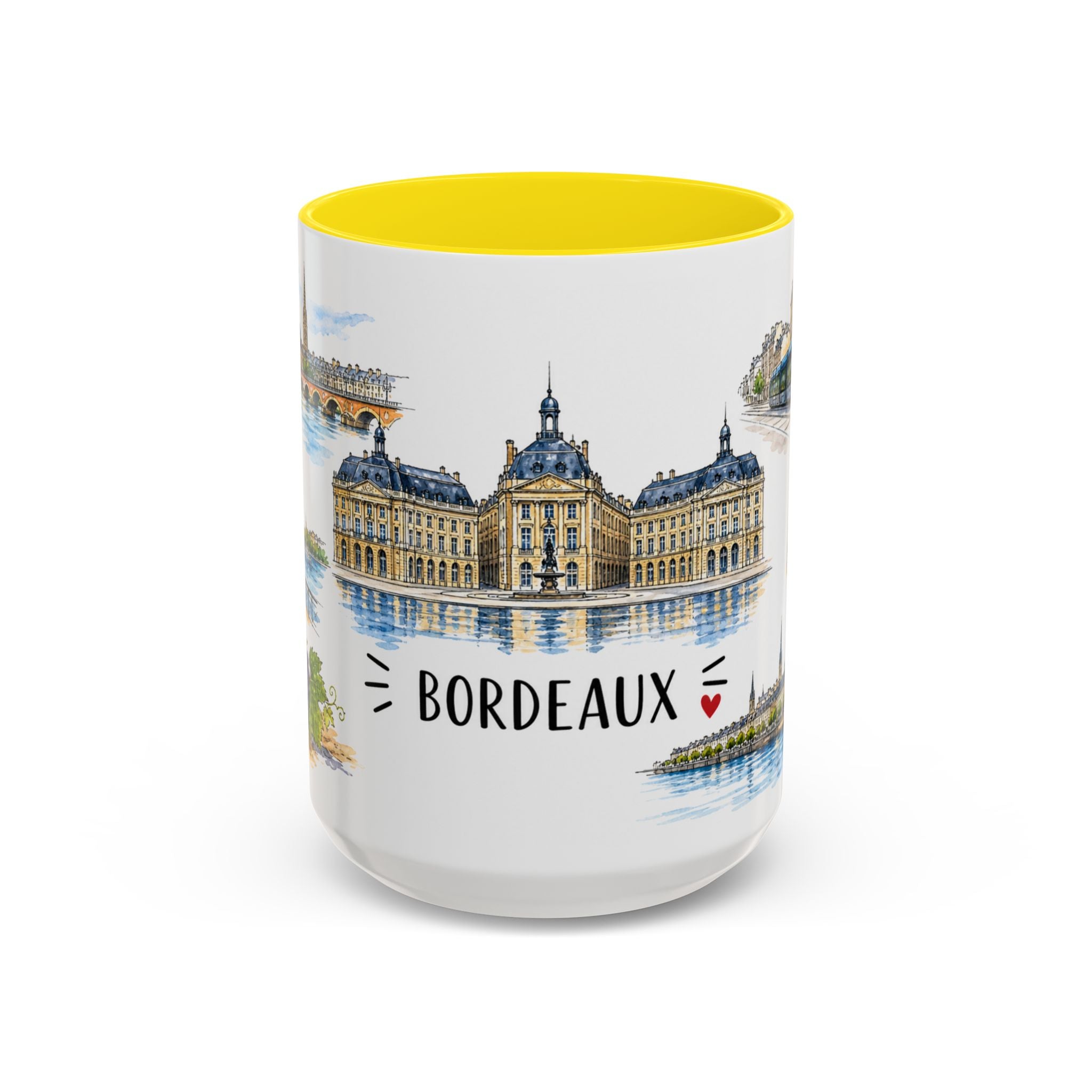 Bordeaux Illustrated Travel Mug | City Souvenir Accent Coffee Mug | 11oz 15oz Ceramic Cup