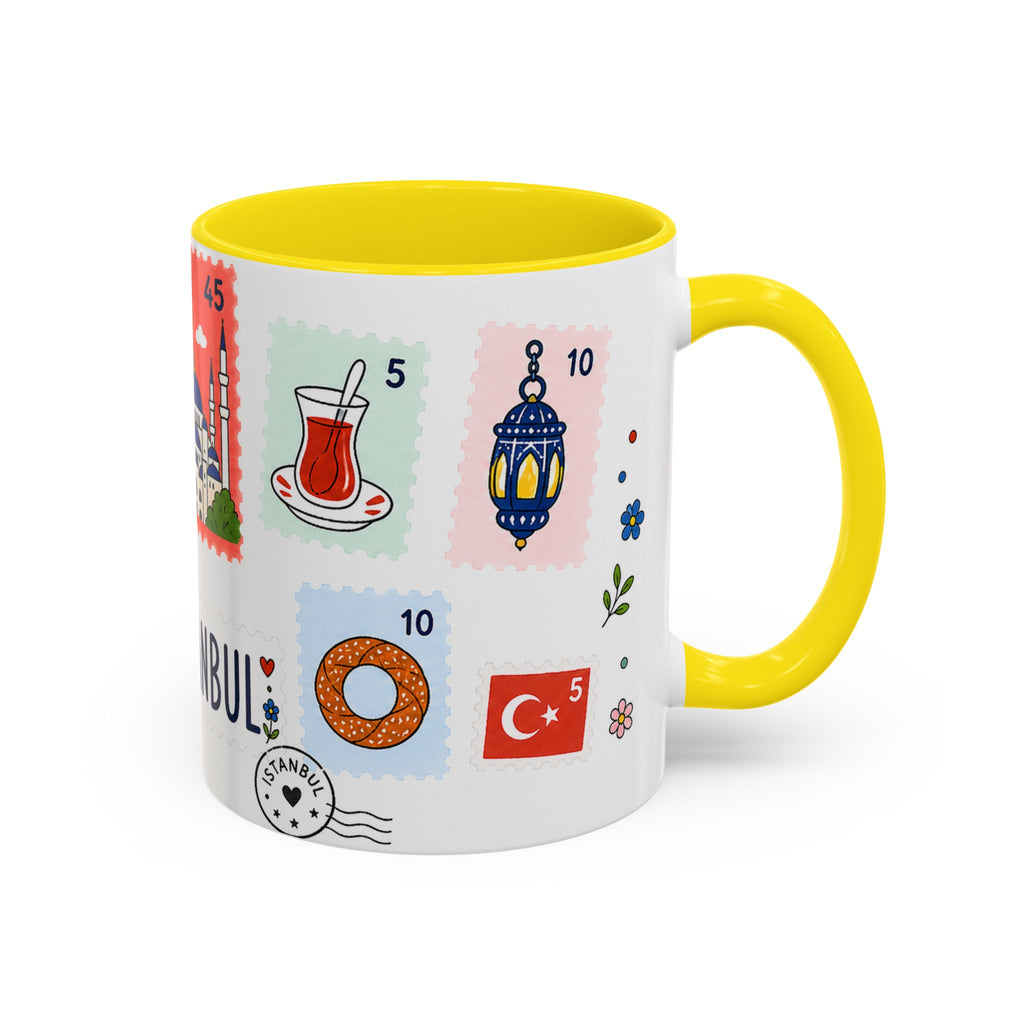 Istanbul Coffee Mug | Postage Stamp Collage Mug | Travel Souvenir Accent Cup 11oz 15oz