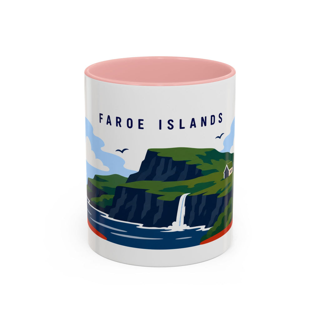 Faroe Islands Coffee Mug | Travel Destination Souvenir Gift | Accent Color Ceramic 11oz 15oz