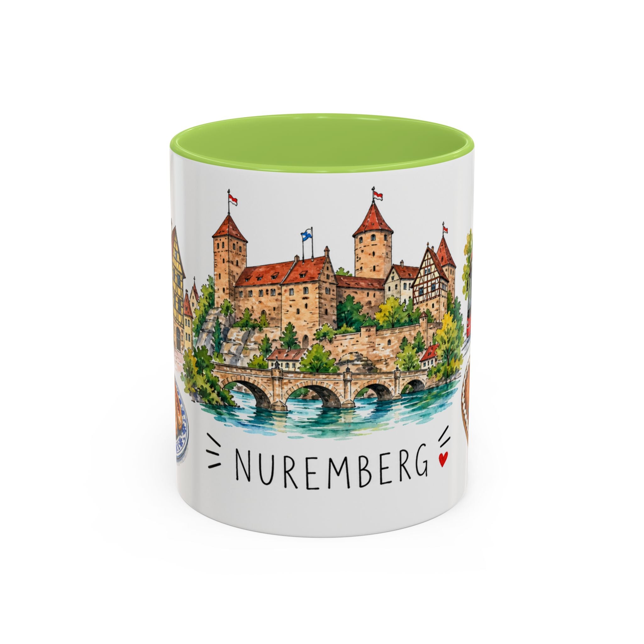 Nuremberg Illustrated Travel Mug | City Souvenir Accent Coffee Mug | 11oz 15oz Ceramic Cup