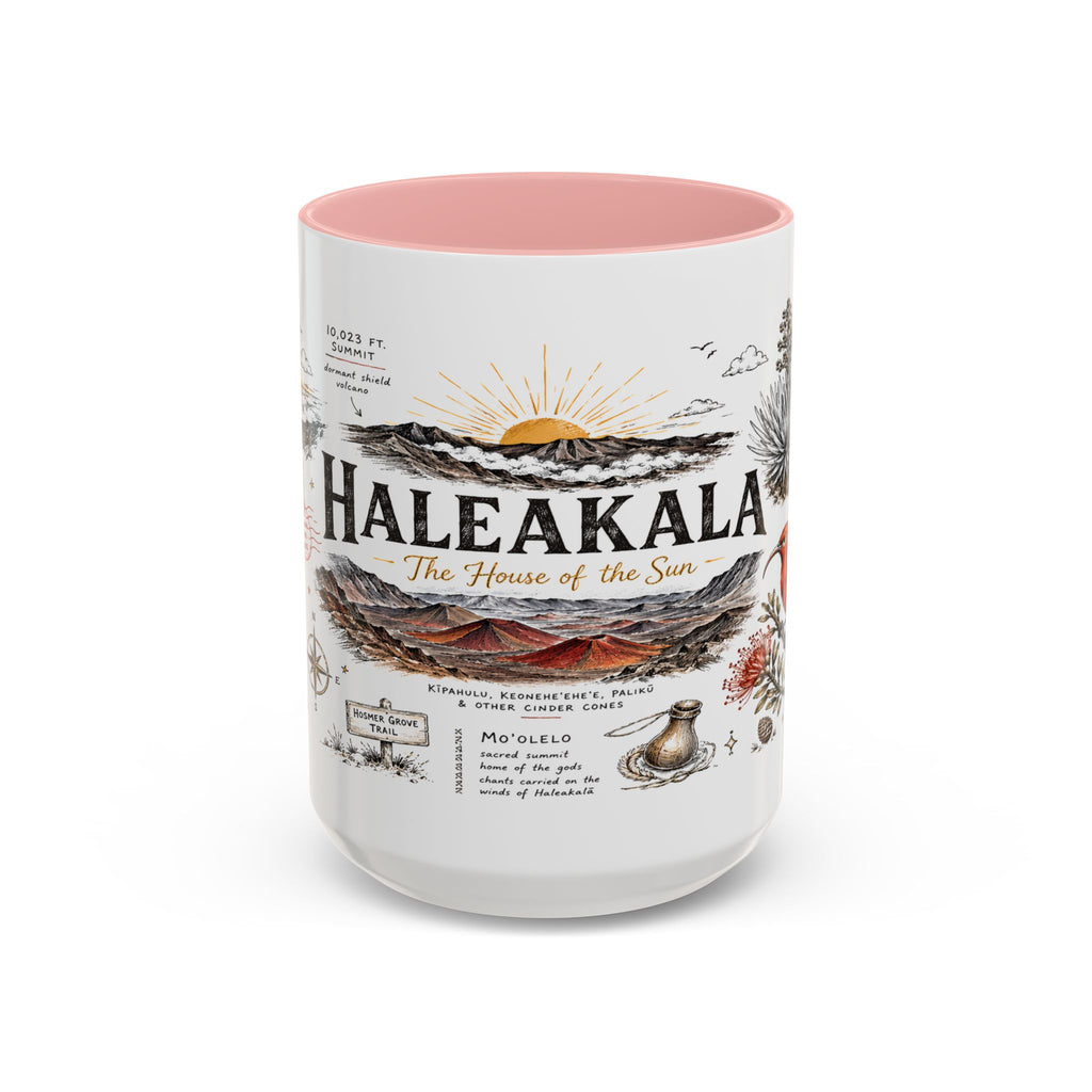 Haleakala National Park Coffee Mug | Hawaii Maui Sunrise Crater Gift | Accent Color Ceramic 11oz 15oz
