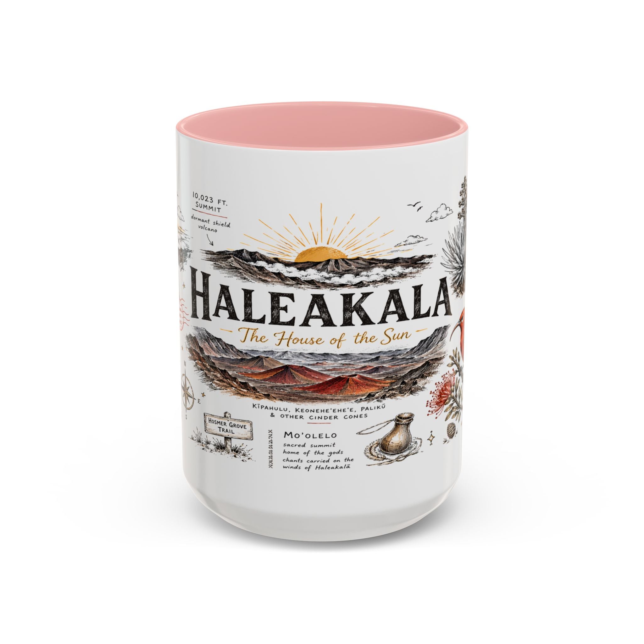 Haleakala National Park Coffee Mug | Hawaii Maui Sunrise Crater Gift | Accent Color Ceramic 11oz 15oz