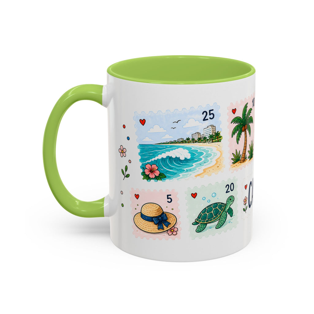 Cancun Coffee Mug | Postage Stamp Collage Mug | Travel Souvenir Accent Cup 11oz 15oz