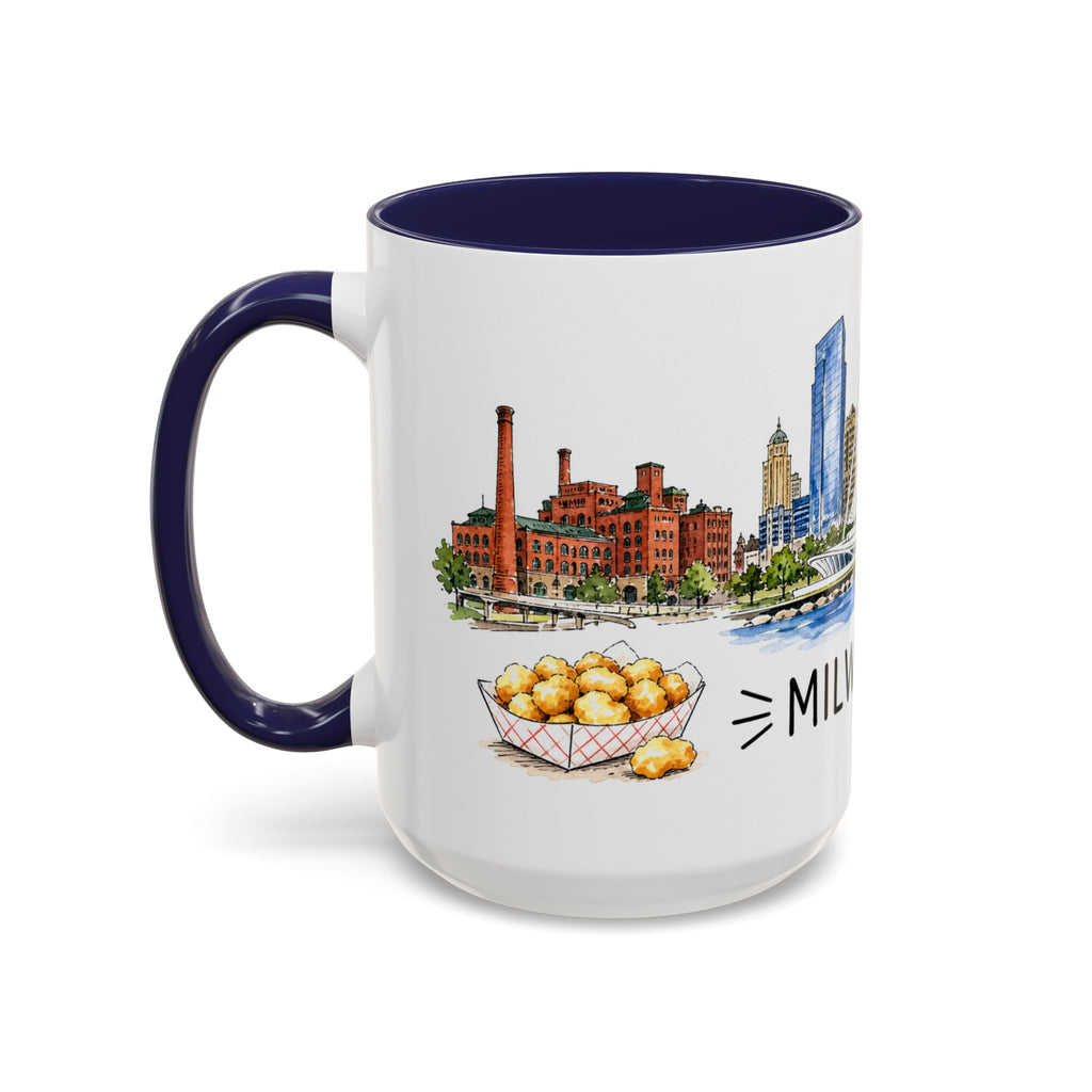 Milwaukee Illustrated Travel Mug | City Souvenir Accent Coffee Mug | 11oz 15oz Ceramic Cup