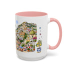 Positano Illustrated Travel Mug | Italy Souvenir Accent Coffee Mug | 11oz 15oz Ceramic Cup