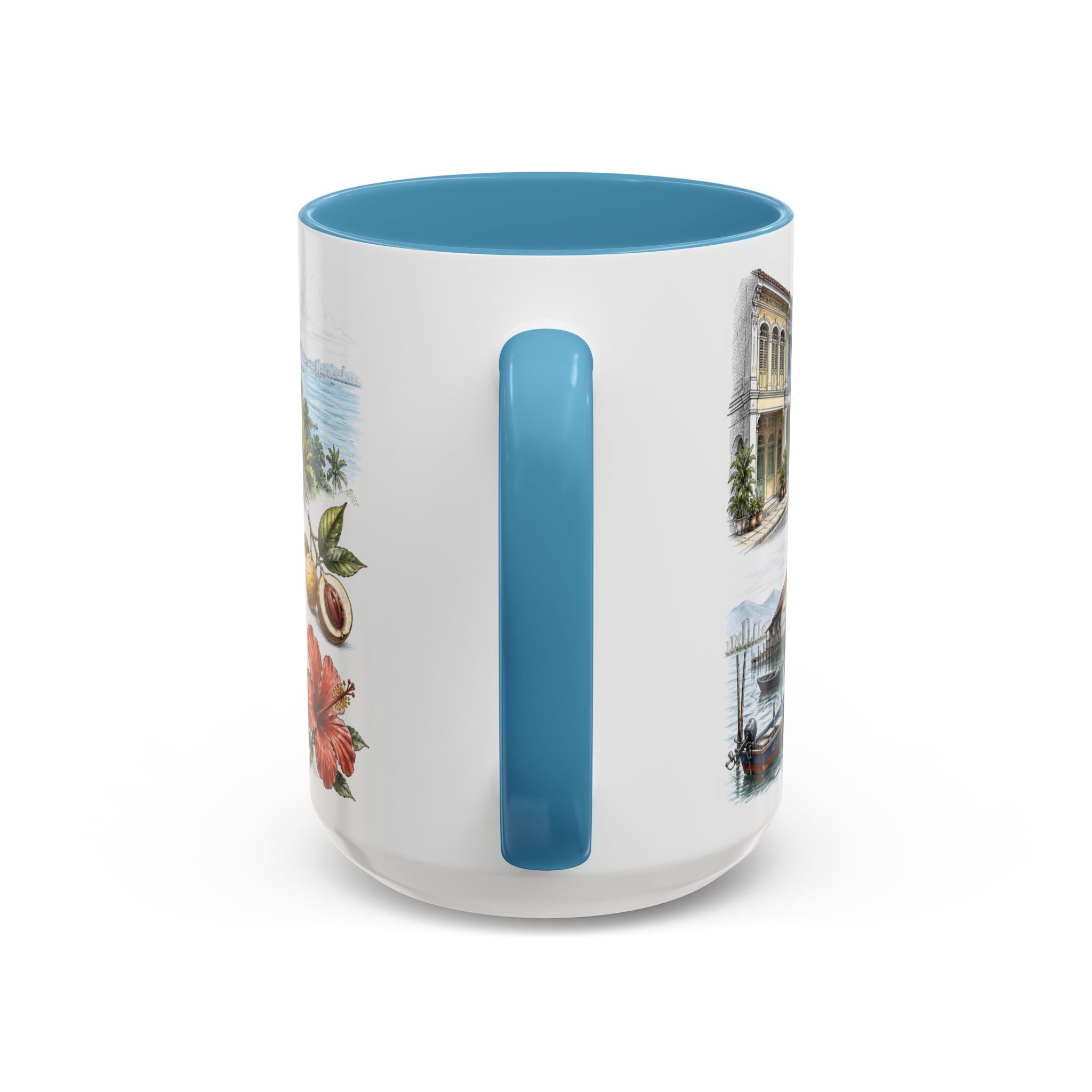 Penang Island Coffee Mug | Malaysia Travel Souvenir | Vintage Illustrated City Gift | 11 oz 15 oz Accent Mug