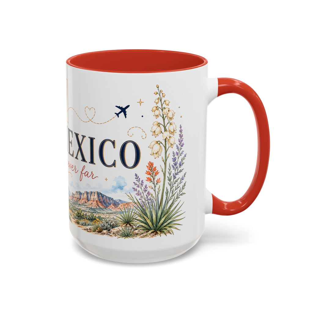 New Mexico State Map Mug | Desert Scenery, Yucca Flower Accent Coffee Cup