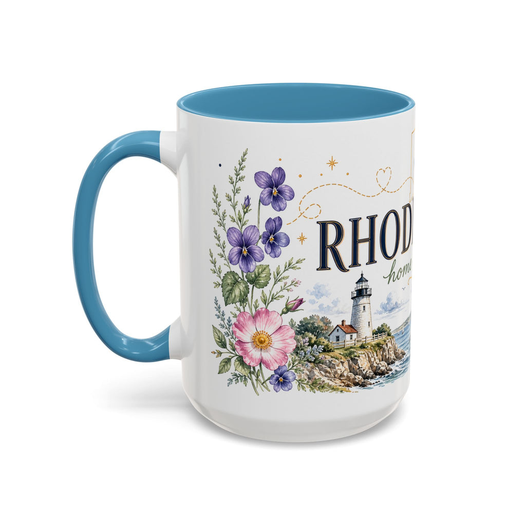 Rhode Island State Map Mug | Botanical Seaside Accent Cup (11oz or 15oz)