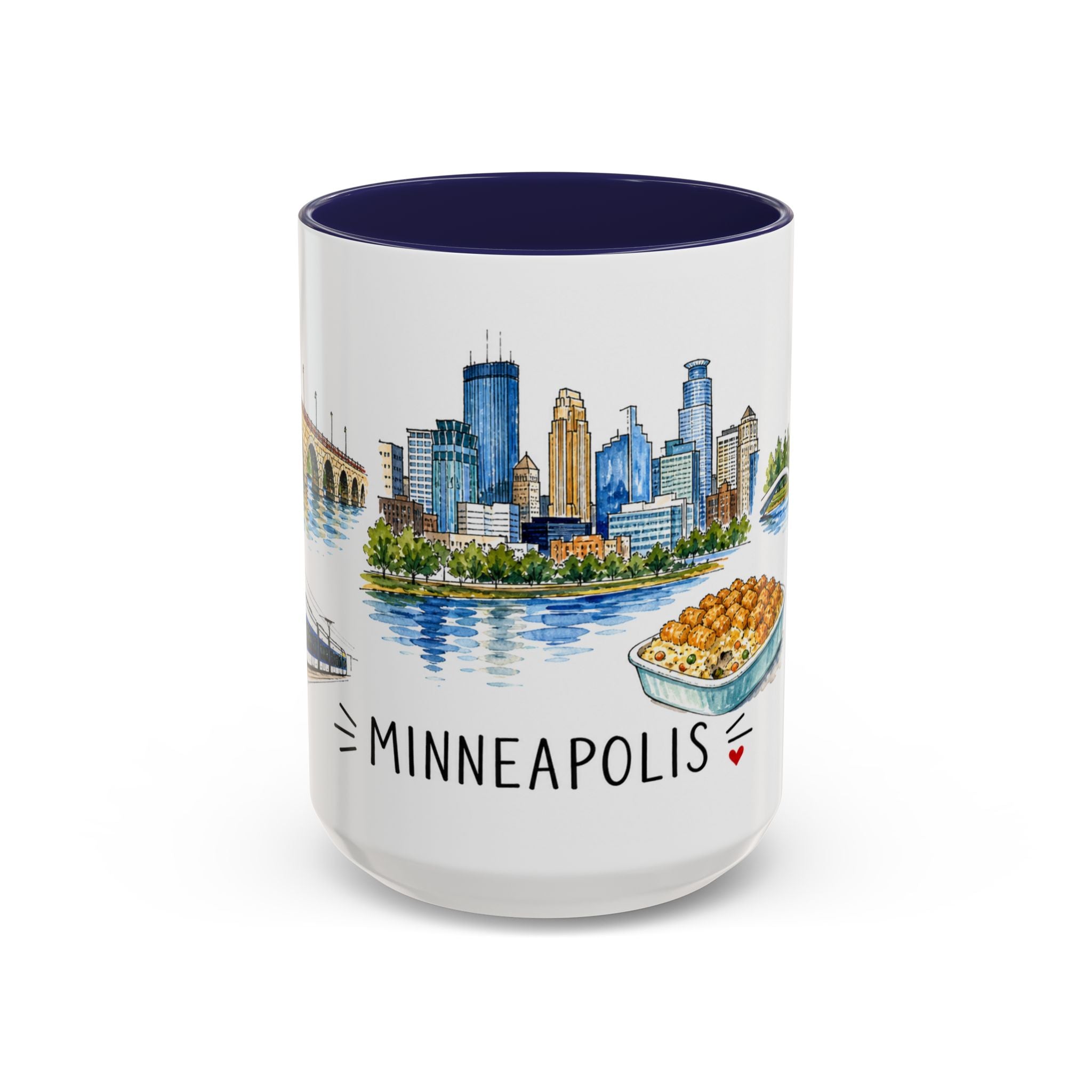 Minneapolis Illustrated Travel Mug | City Souvenir Accent Coffee Mug | 11oz 15oz Ceramic Cup