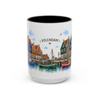 Volendam Illustrated Travel Mug | Netherlands Souvenir Accent Coffee Mug | 11oz 15oz Ceramic Cup