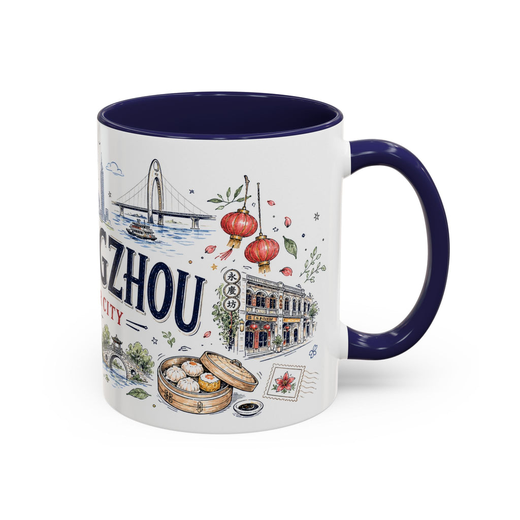 Guangzhou Coffee Mug | China Souvenir Travel Gift | Accent Color Ceramic 11oz 15oz