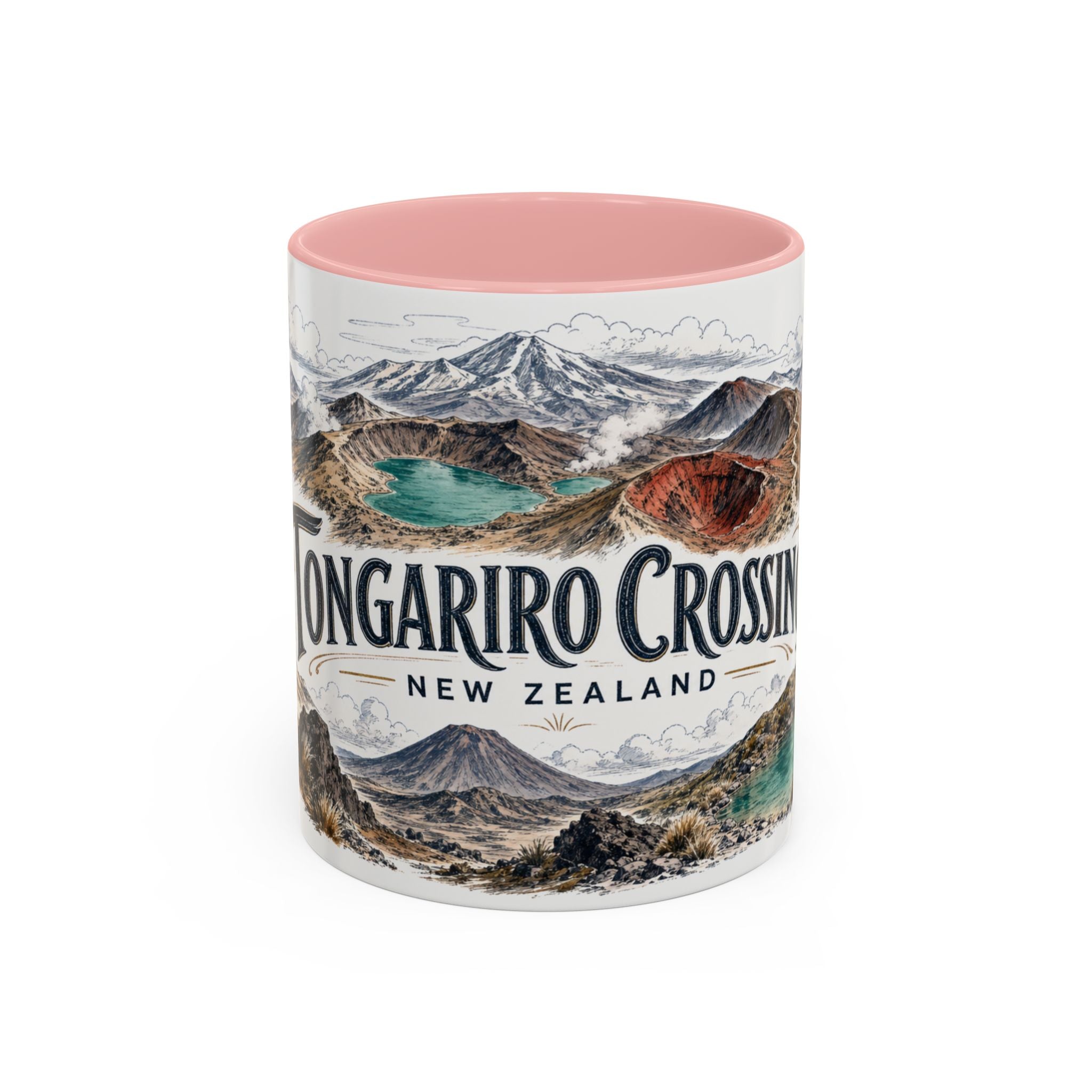 Tongariro Crossing Mug, New Zealand Travel Souvenir, Bucket List Gift, Accent Ceramic Coffee Mug 11oz 15oz