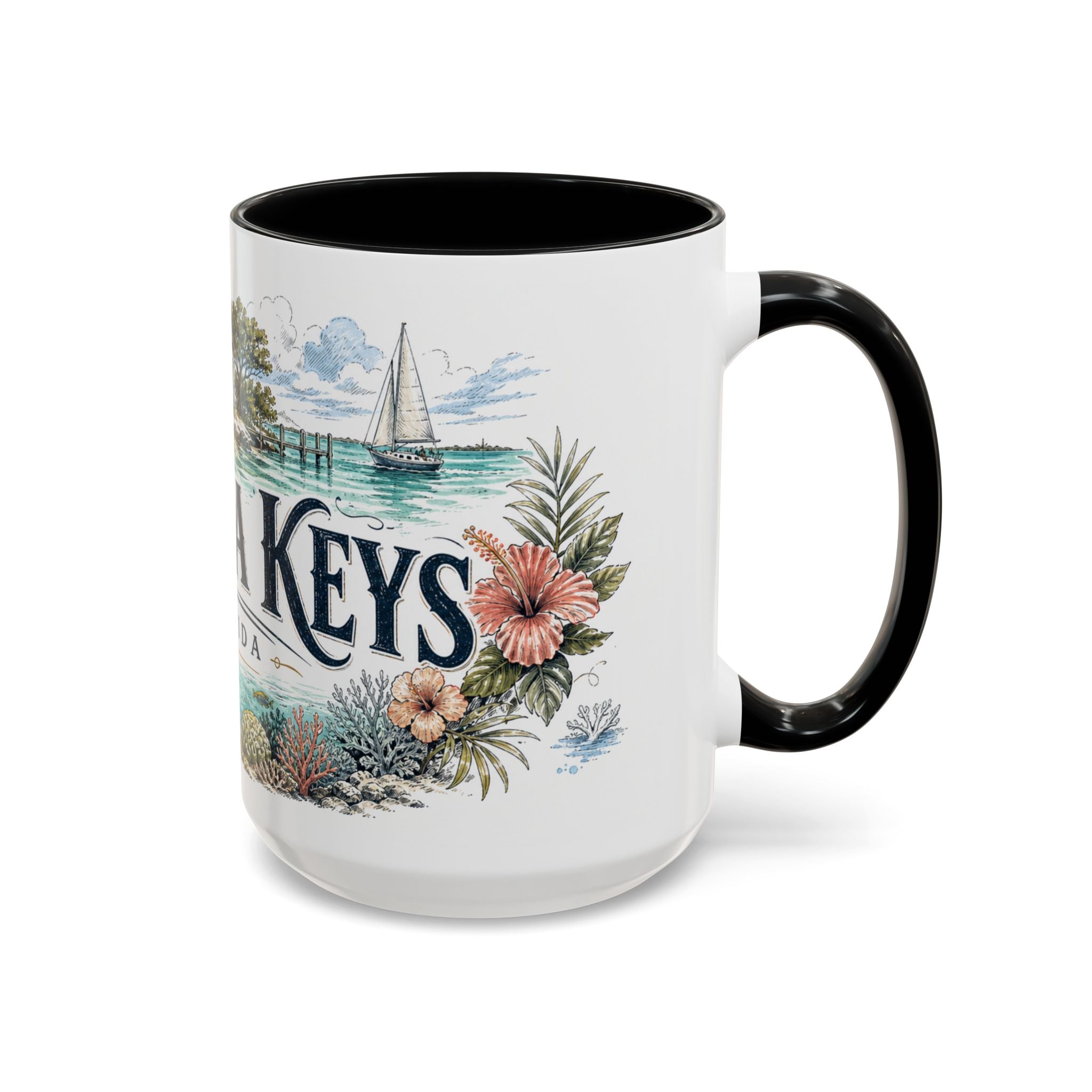Florida Keys Mug, Florida Travel Souvenir, Bucket List Gift, Accent Ceramic Coffee Mug 11oz 15oz