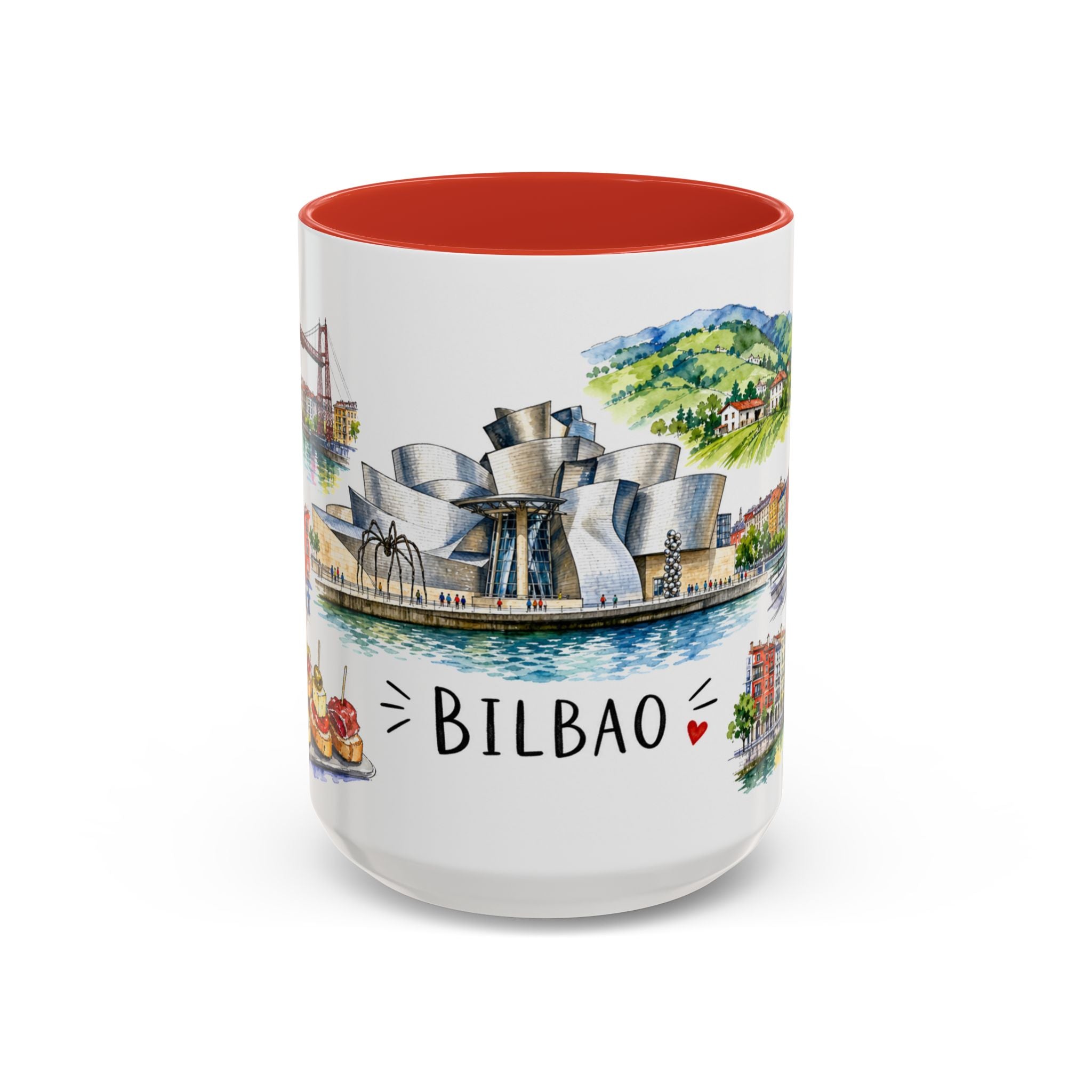 Bilbao Illustrated Travel Mug | City Souvenir Accent Coffee Mug | 11oz 15oz Ceramic Cup