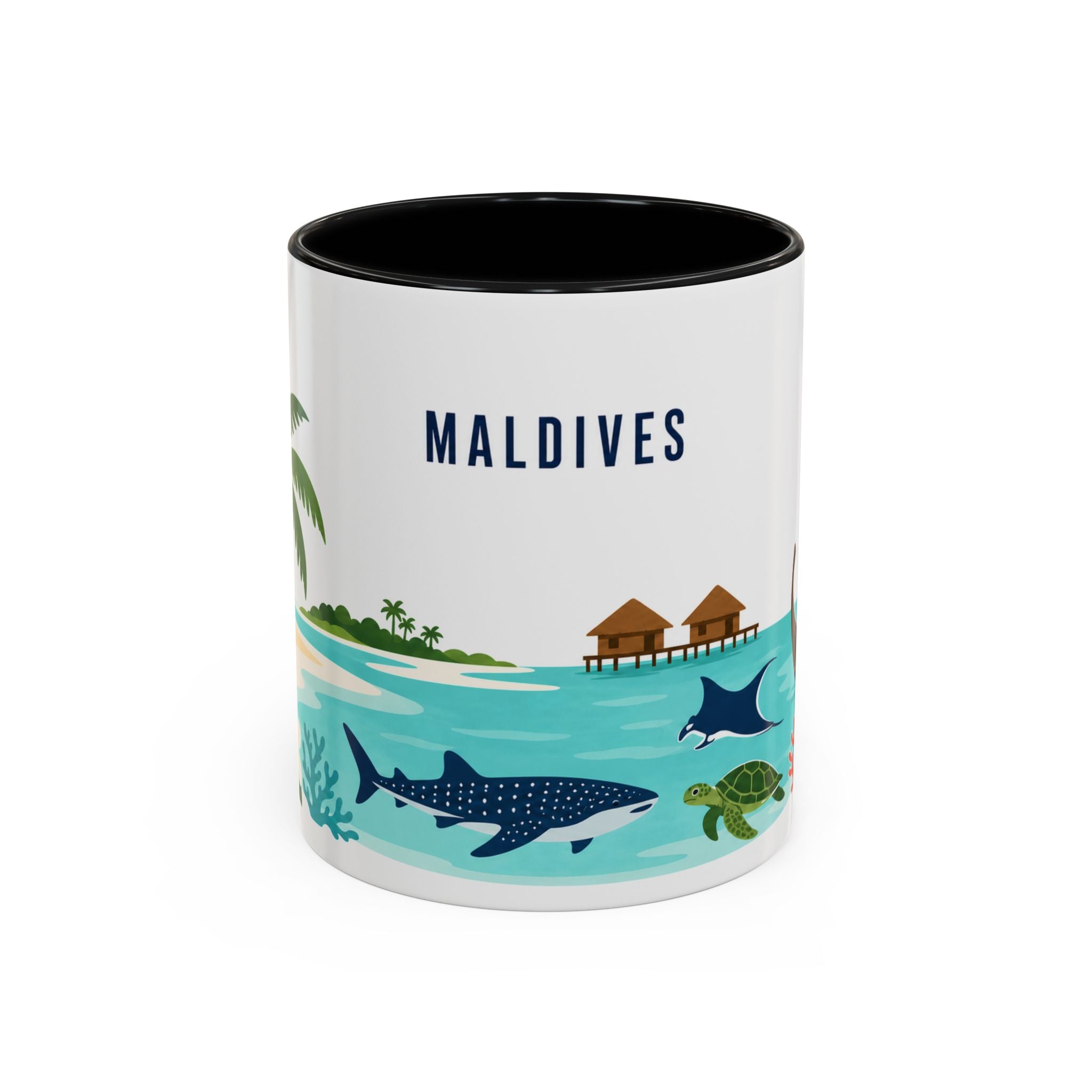 Maldives Coffee Mug | Travel Destination Souvenir Gift | Accent Color Ceramic 11oz 15oz