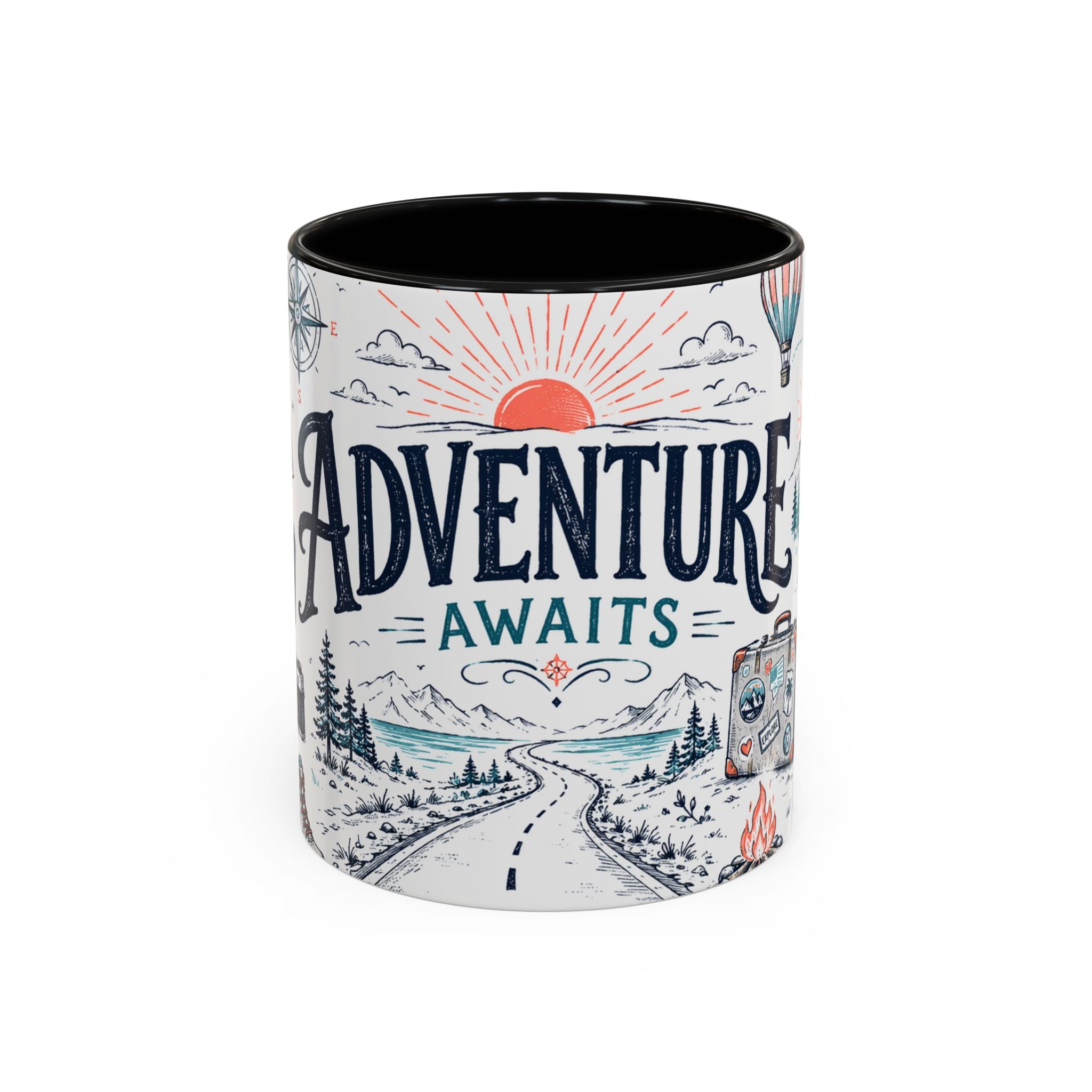 Adventure Awaits Coffee Mug | Class of 2026 Graduation Gift | Accent Color Ceramic 11oz 15oz