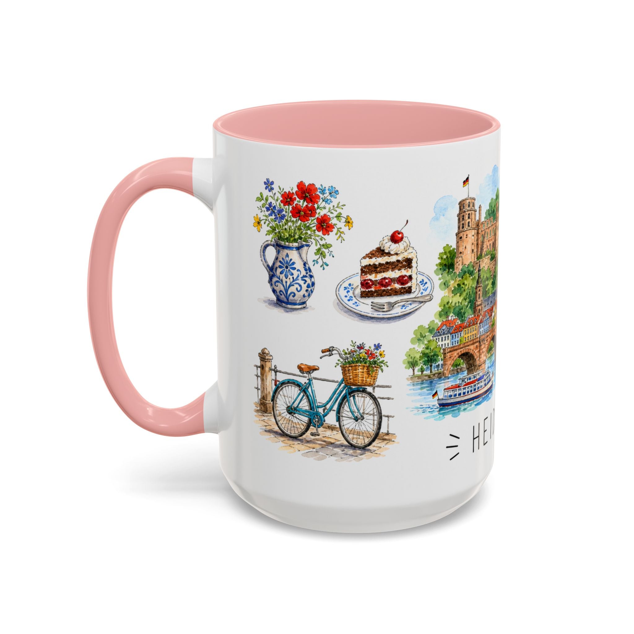 Heidelberg Illustrated Travel Mug | City Souvenir Accent Coffee Mug | 11oz 15oz Ceramic Cup