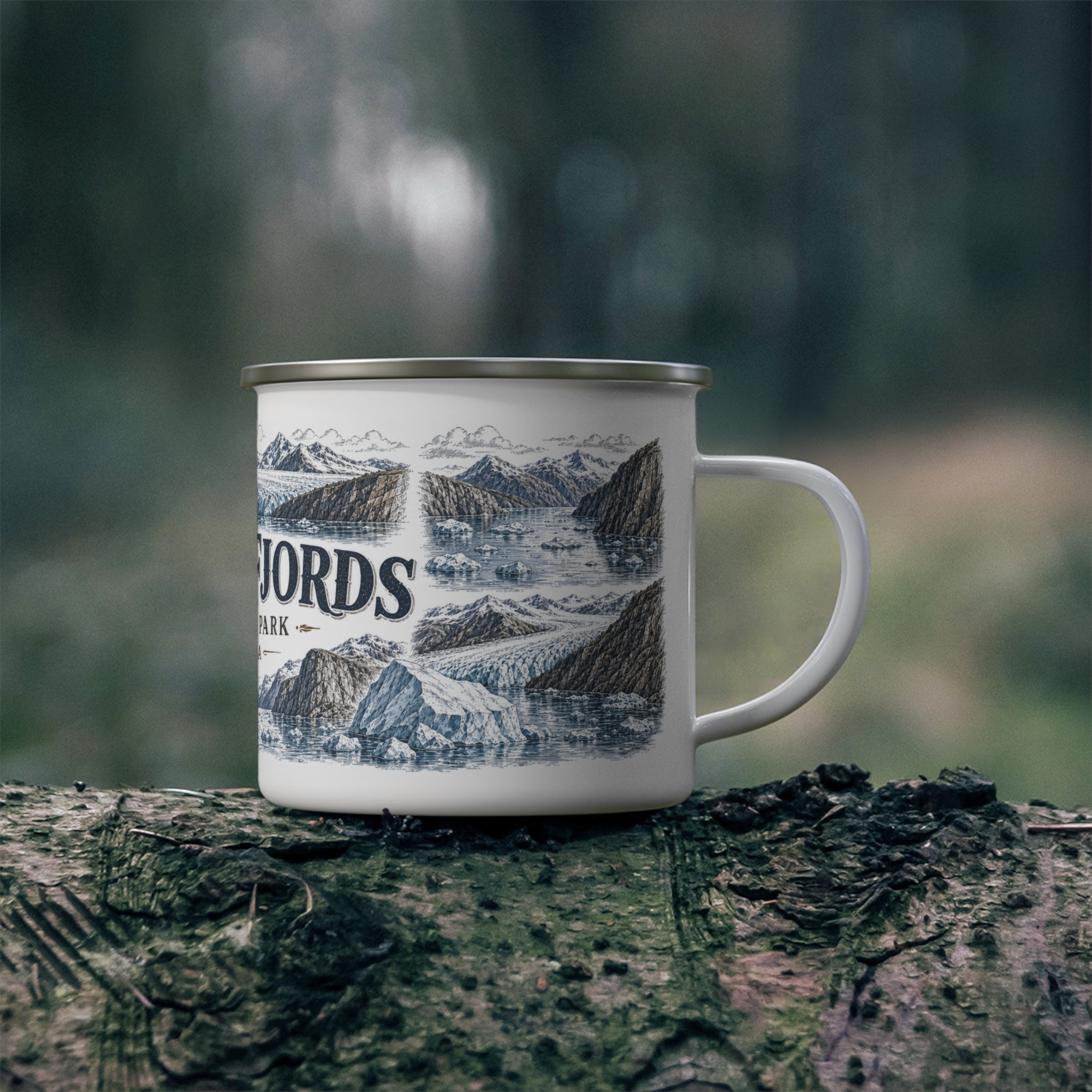 Kenai Fjords National Park Vintage Enamel Camping Mug | 12oz National Park Hiking Gift