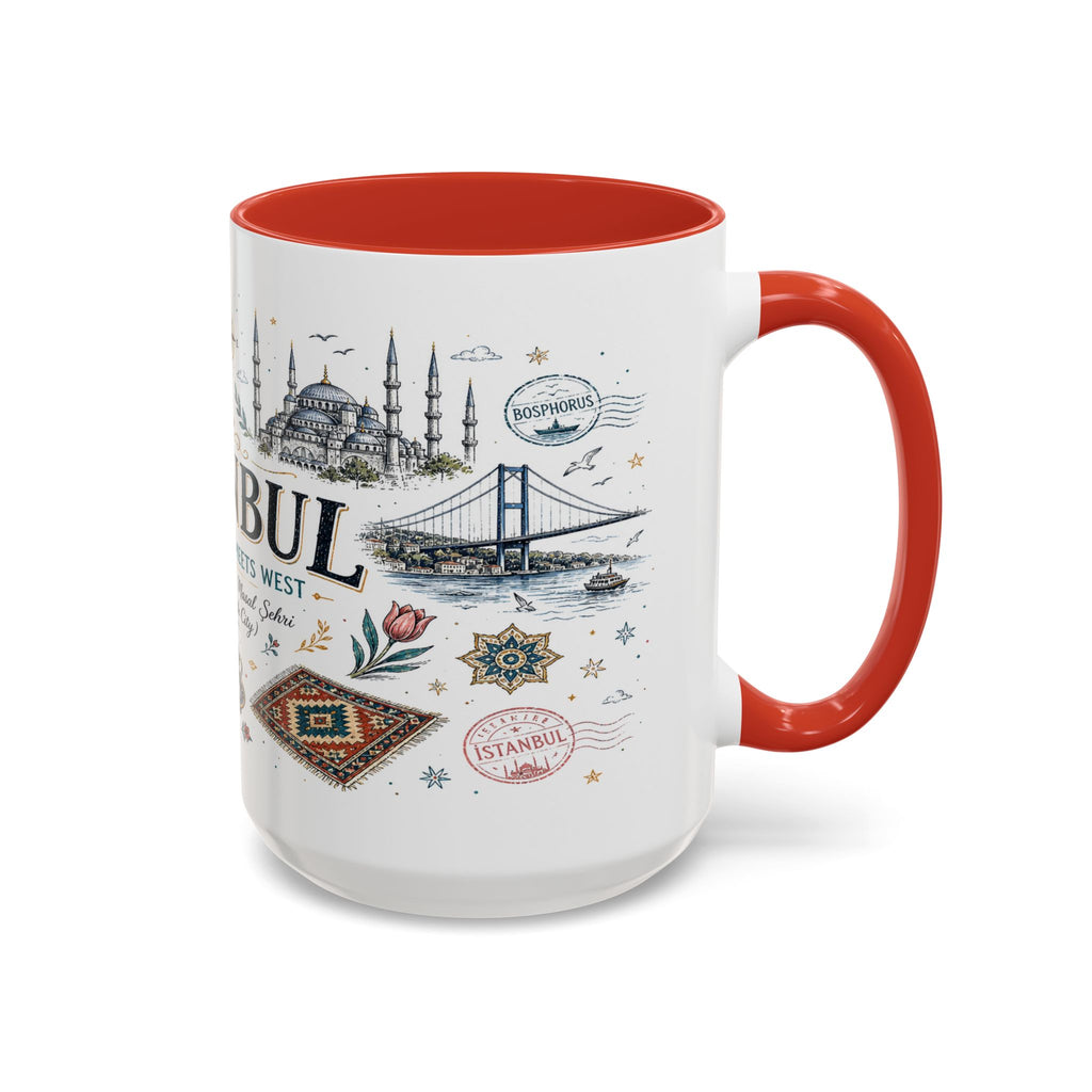 Istanbul Coffee Mug | Turkey Souvenir Travel Gift | Accent Color Ceramic 11oz 15oz