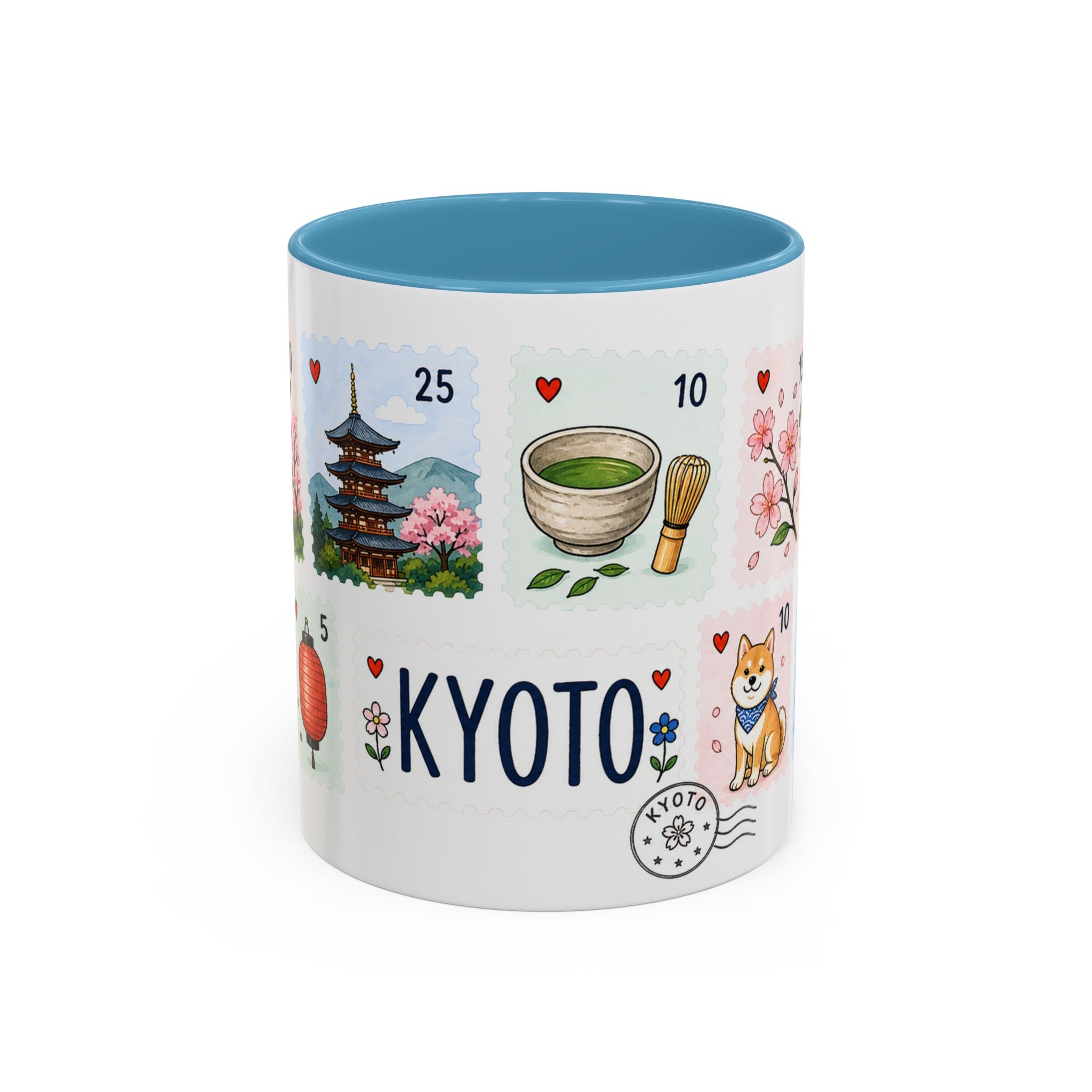 Kyoto Coffee Mug | Postage Stamp Collage Mug | Travel Souvenir Accent Cup 11oz 15oz