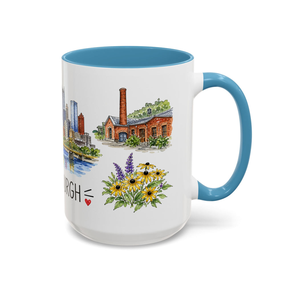 Pittsburgh Illustrated Travel Mug | City Souvenir Accent Coffee Mug | 11oz 15oz Ceramic Cup