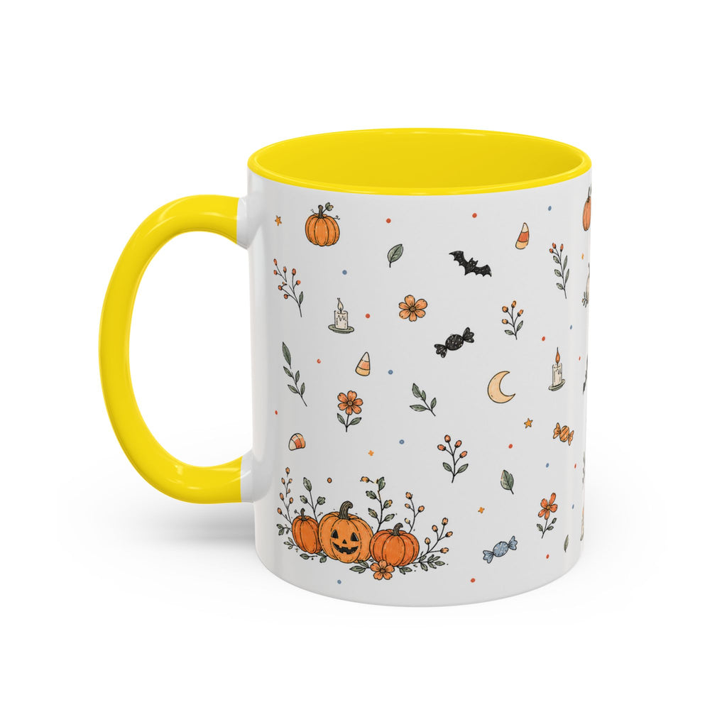 Halloween Party Mug | Ghost Black Cat Candy Watercolor Gift | Accent Cup 11oz 15oz