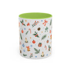 Christmas Bell Mug | Ribbon Gift Watercolor Holiday Cup | Accent Coffee Mug 11oz 15oz
