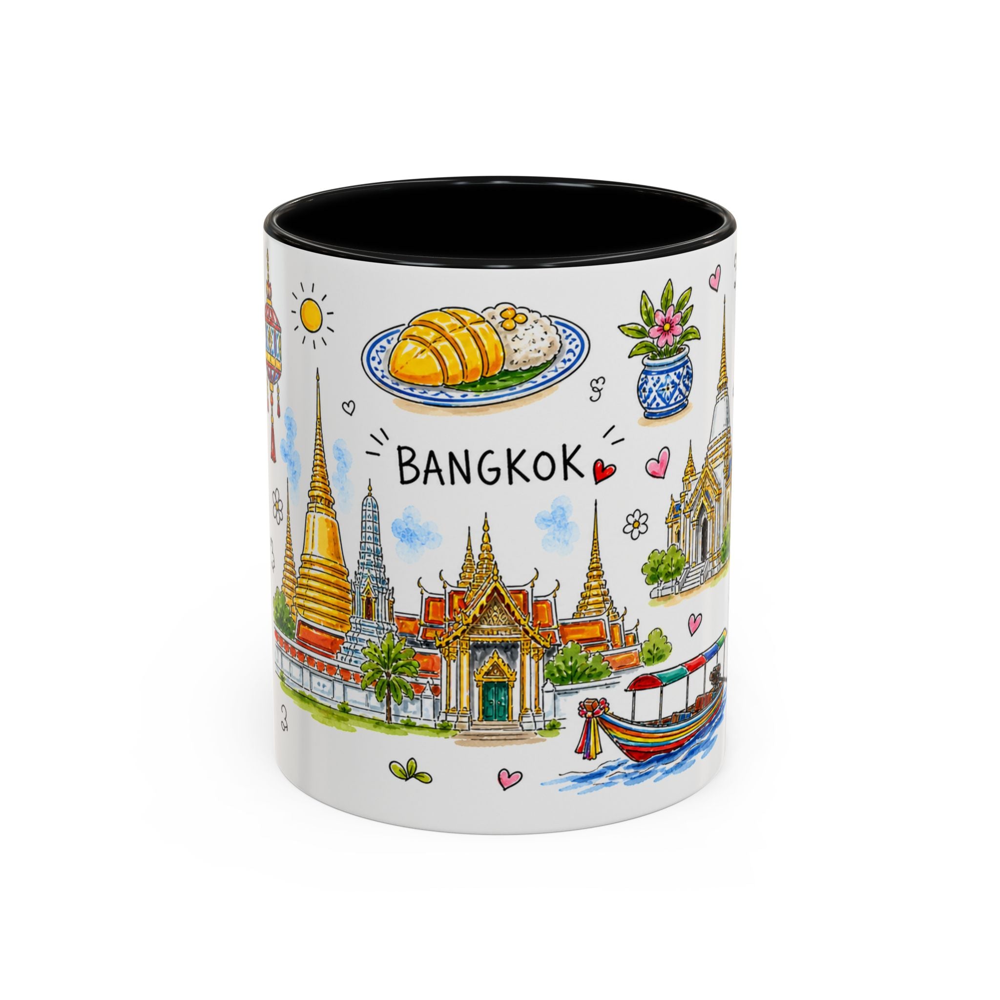 Bangkok Illustrated Travel Mug | City Souvenir Accent Coffee Mug | 11oz 15oz Ceramic Cup