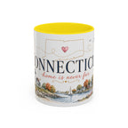 Connecticut State Map Mug | Botanical Accent Coffee Cup (11oz 15oz)