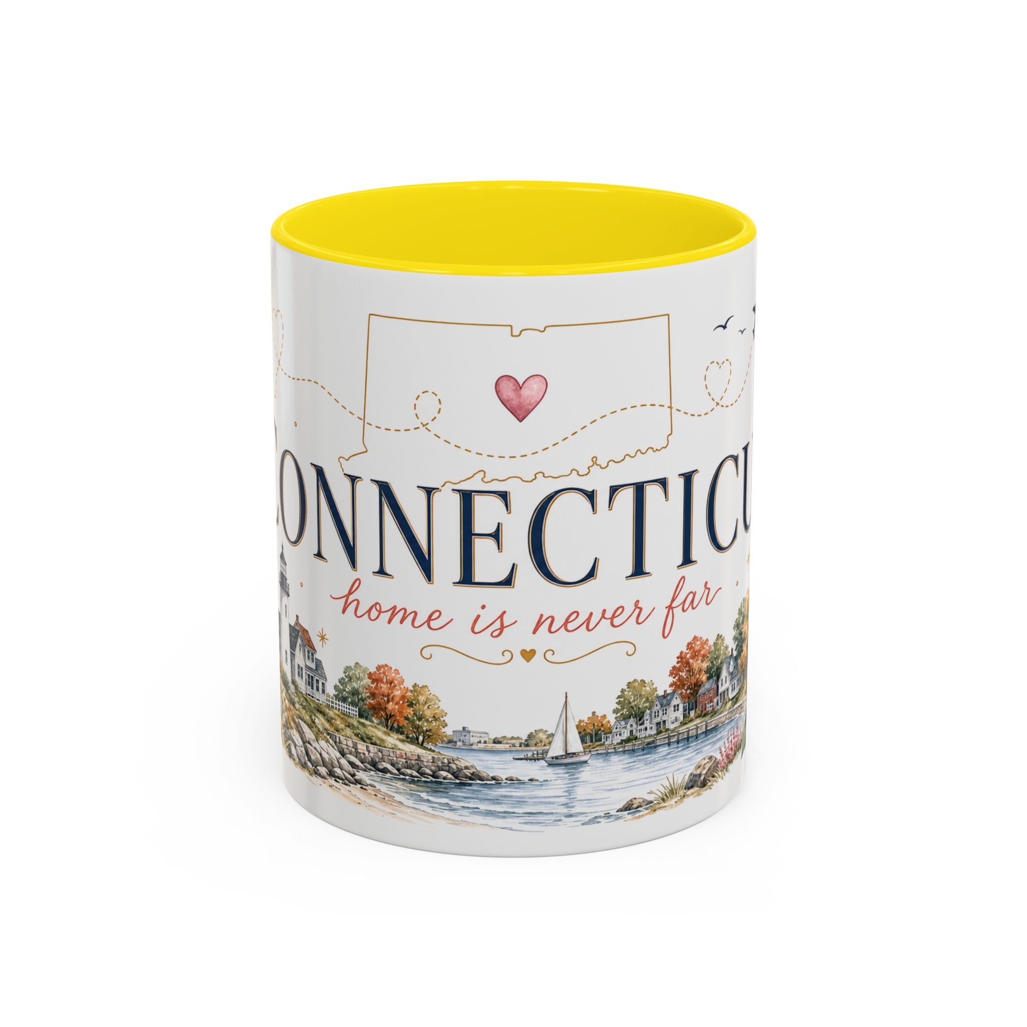 Connecticut State Map Mug | Botanical Accent Coffee Cup (11oz 15oz)