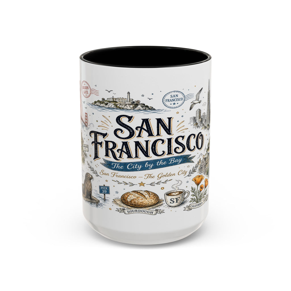 San Francisco Coffee Mug | California Souvenir Travel Gift | Accent Color Ceramic 11oz 15oz
